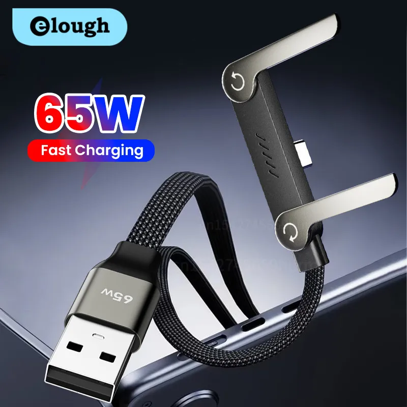 

65W 2 in 1 USB To Type C Cable Foldable Bracket Data Cable Type C Fast Charging Desk Holder Cord For Huawei Xiaomi Samsung Onepl