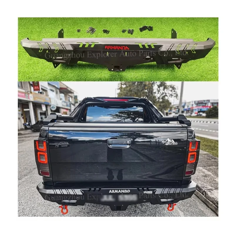 Armando Steel Rear Back Bumper for Ranger T6 T7 T8 Raptor 2012-2021 with Led Light Shackle Car Exterior Accessories Bumper