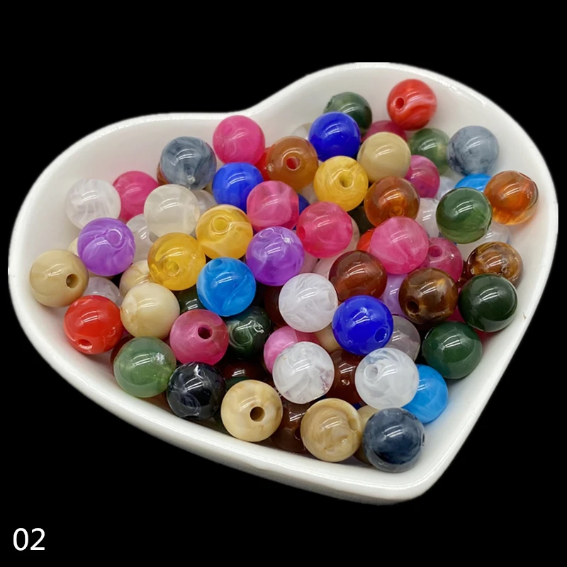 50pcs/lot 8mm Mixing Color Acrylic Loose Beads for Charms Bracelet Necklac Jewelry Making DIY