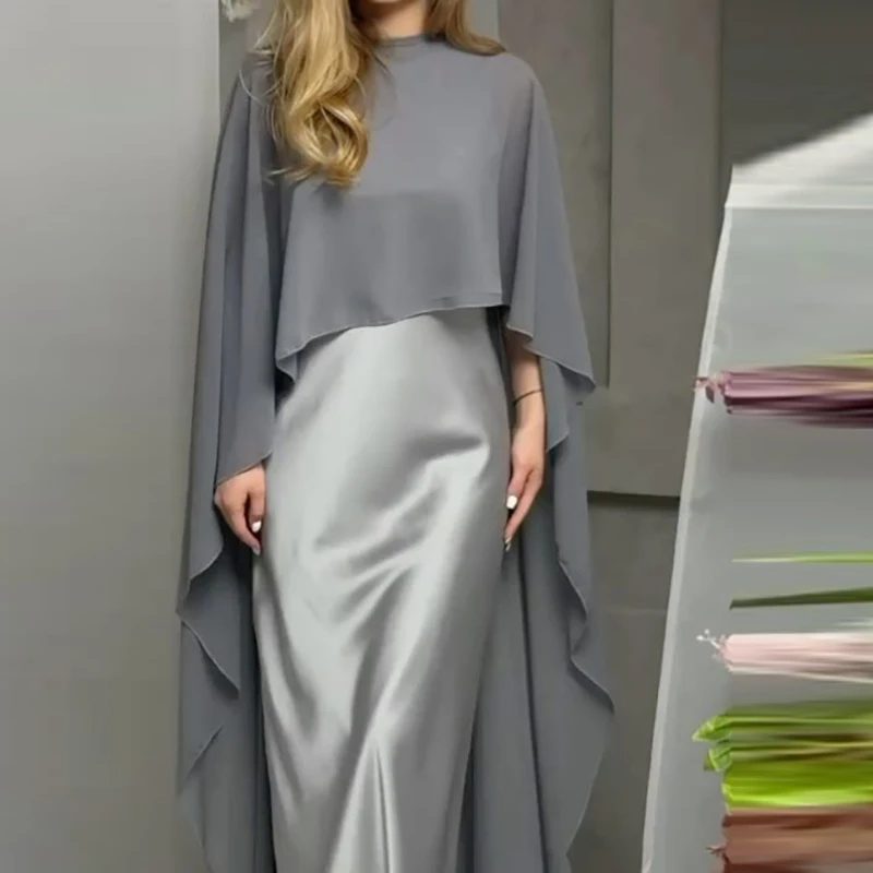 2025 Fashion Multi-color Slim Long Dress Party Outfit New Spring Casual Banquet Suit Elegant O Neck Shawl Women\'s Two Piece Set