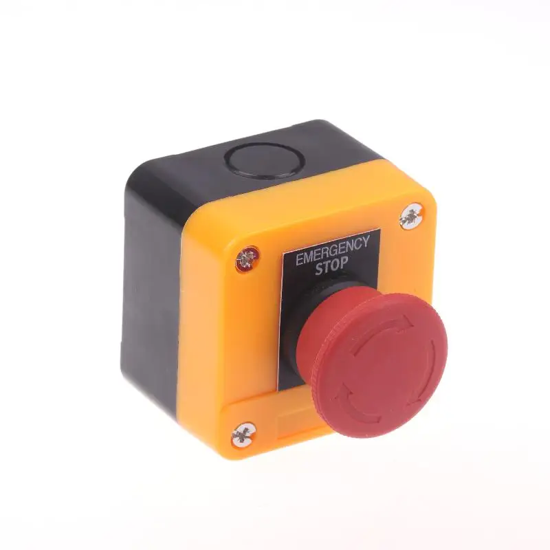 1 interruptor de botón pulsador de parada de emergencia 1NC 10A con bloqueo, interruptor de parada exigente CNC para parada de emergencia industrial eléctrica