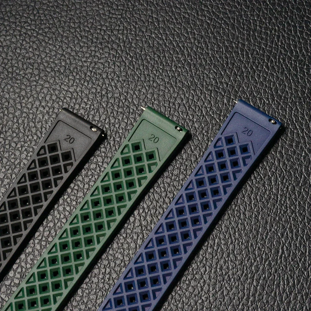 New Designed Honeycomb Fluorine Rubber Strap 18mm 20mm 22mm 24 Quick Release Watchbands For Seiko SRP777J1 Replacement Wristband