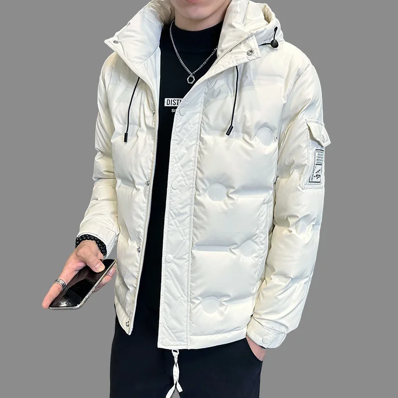 Luxury Down Coat Men Winter Warm Lightweight White Duck Down Coat Windproof Jacket Stand-up Collar Short Tops Long Sleeve Jacket