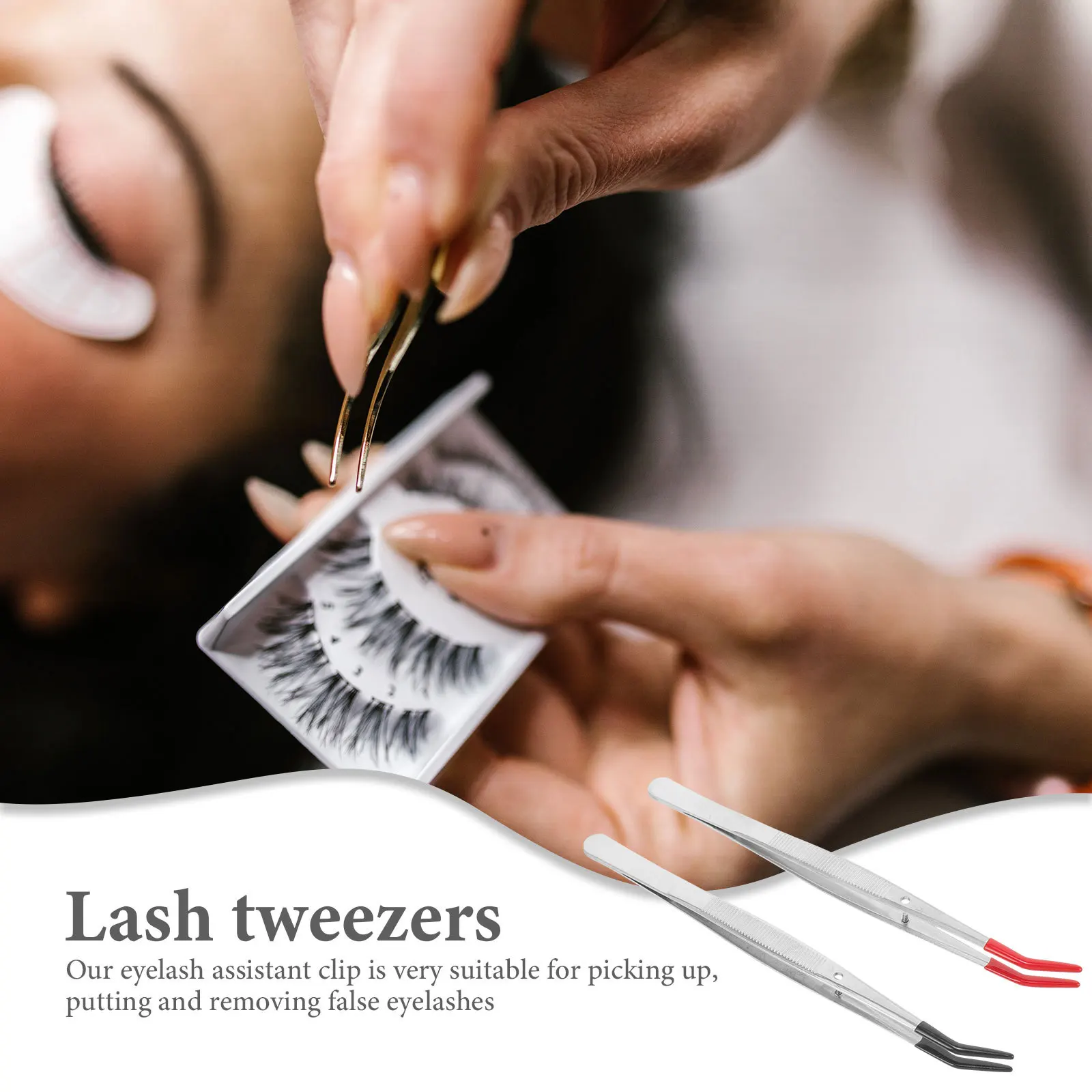 

2Pcs Stamp Tweezers Stainless Steel Non-Slip Lightweight Eyelash Applicator Tweezers for Stamp Collecting Jewelry Making