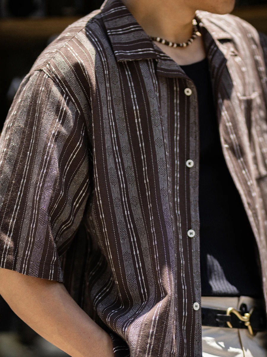 

Повседневный кубинский воротник из хлопка и льна ort Sve, мужские летние новинки, винтажные текстуры в полоску, крутое ощущение