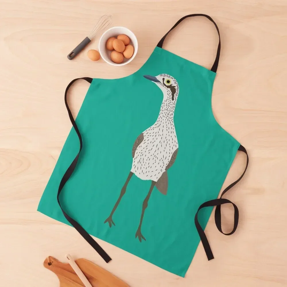 Bush Stone-Curlew on Turquoise Apron Womens Dresses Chef Accessories with personal logo Apron