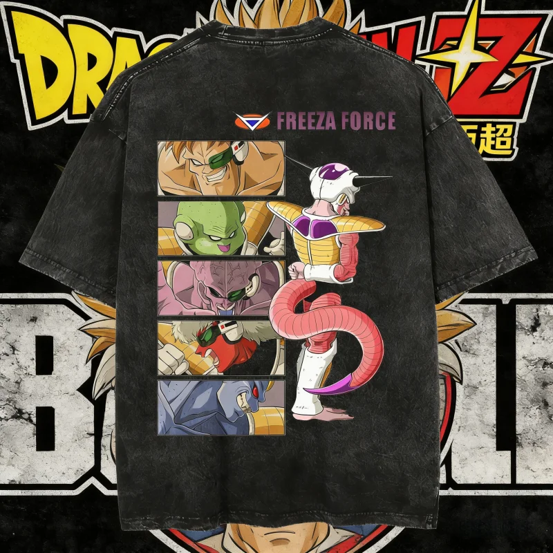 

Летняя футболка 2026 с принтом Dragon Ball Freeza Force, винтажная, из выстиранного хлопка, оверсайз, в стиле Харадзюку, повседневная, унисекс, для детей и мужчин, спортивная