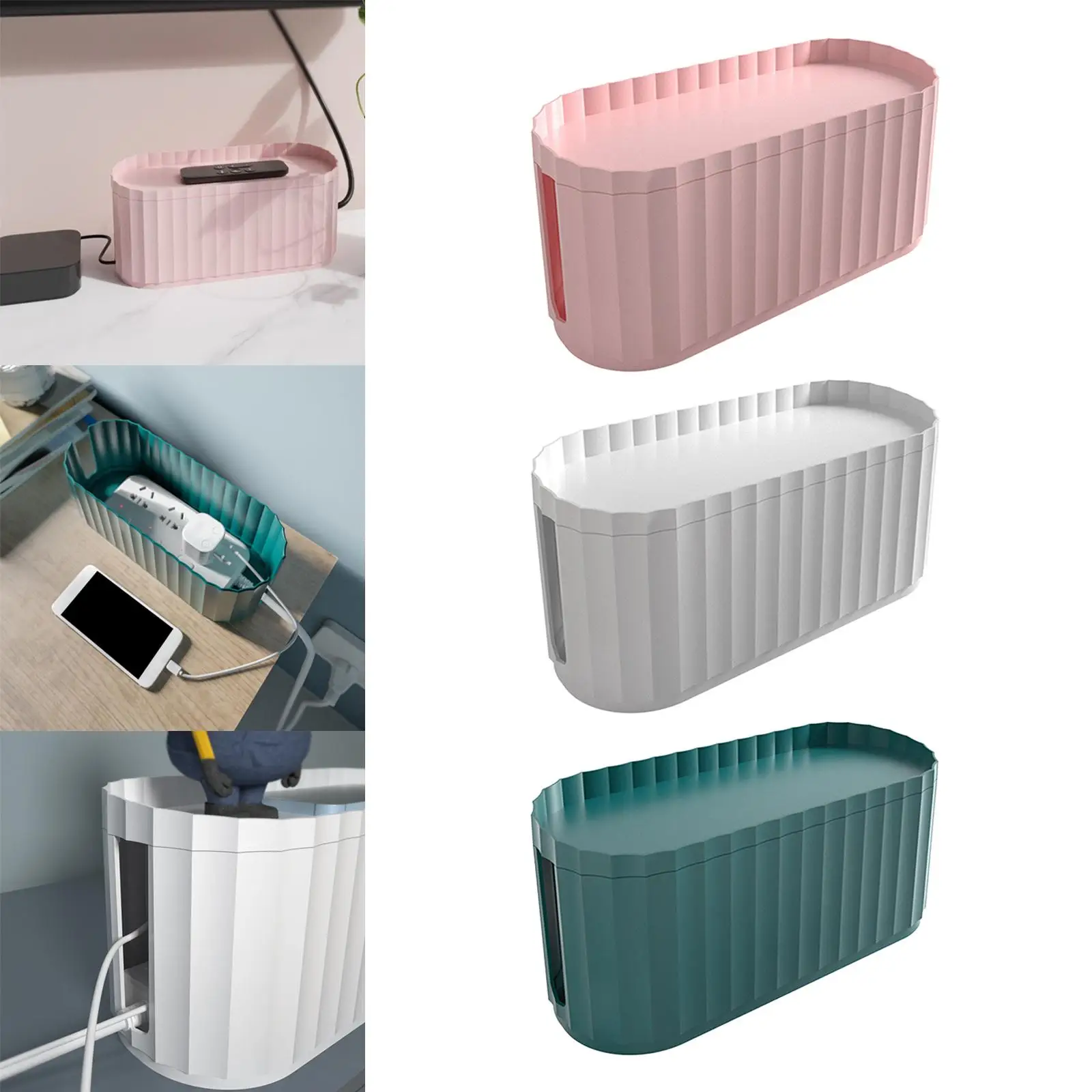 Portable Cable Management Box to Hide Charger Adapter Detachable for Kitchen