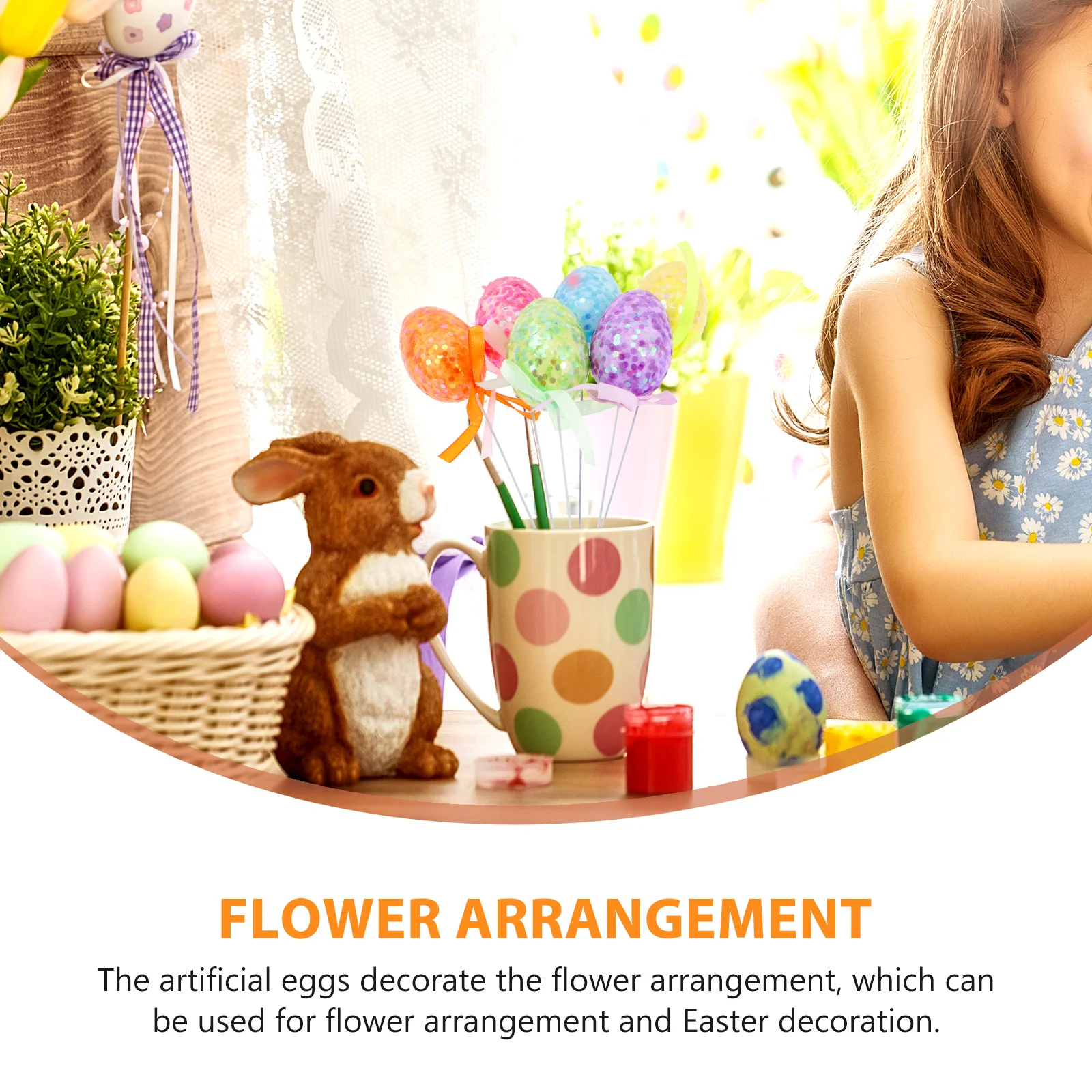 

12pcs Artificial Easter Eggs Decorative Stem Branch Vase Inserts for Flower Arrangement Home DIY Crafts Gifts