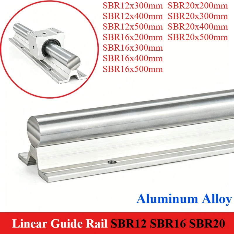 1pcs Linear Guide Rail SBR12 SBR16 SBR20 200mm 300mm 400mm 50mm Fully Supported Linear Rail Shaft Rod For CNC Part