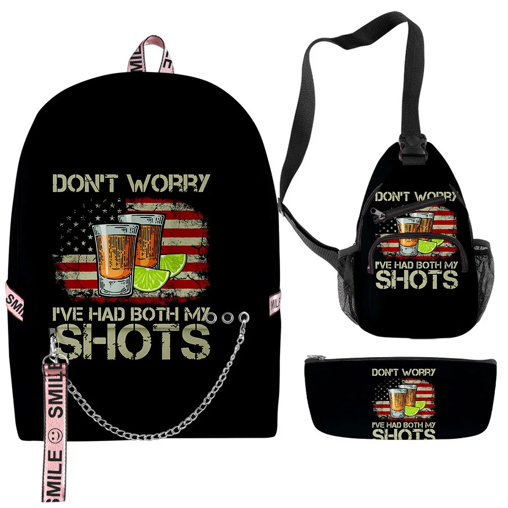 

Classic Popular Funny Funny Beer 3D Print 3pcs/Set School Bags multifunction Travel Backpack Chest Bag Pencil Case