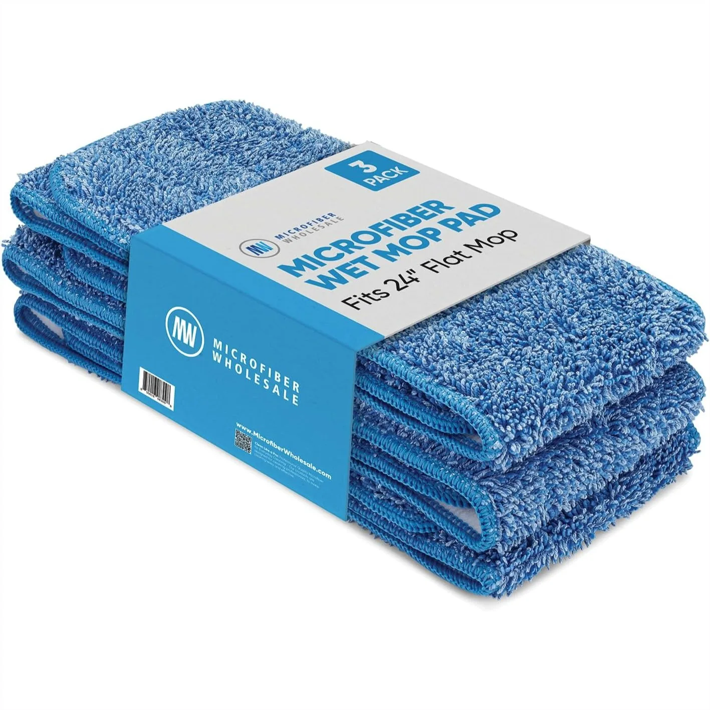 

20 Inch Microfiber Mop Pads, Machine Washable Reusable Wet Mop Heads Refills for Flat Mop Systems, 3 Pack