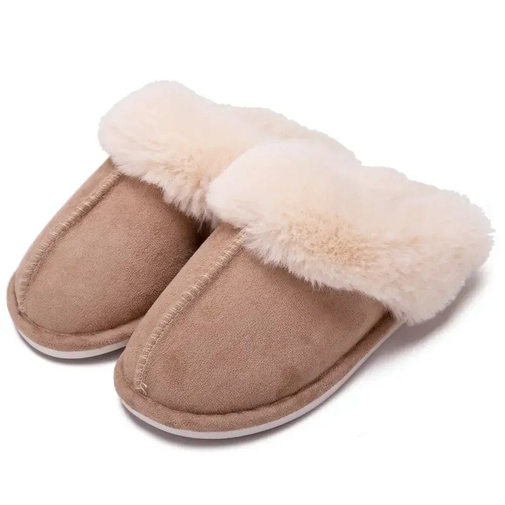 Winter Cotton Slippers Comfortable Home Shoes Fashionable Plush Neckline Warm Shoes Indoor Winter Cotton Slippers