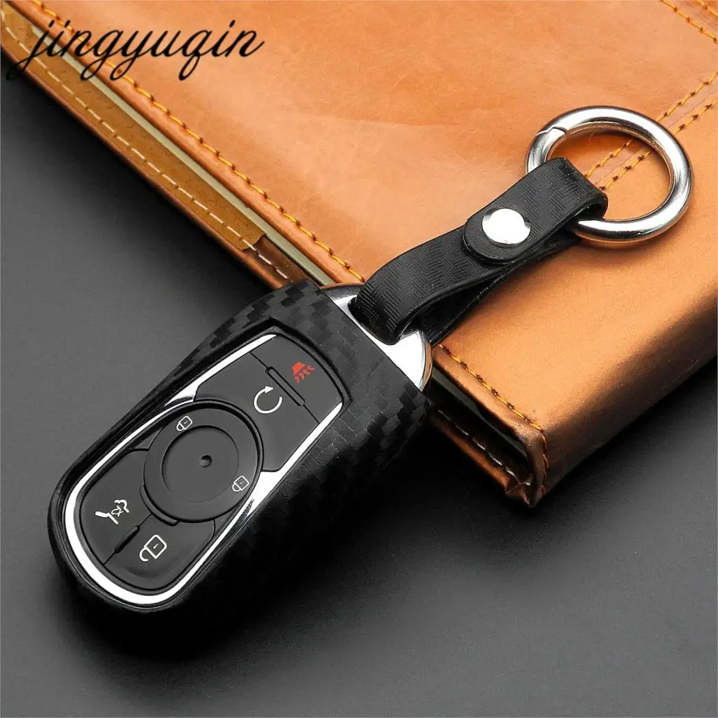 

jingyuqin Carbon Silicone Key Ring Case for OPEL Astra Buick Encore Envision New Lacrosse Chevrolet Car Styling Fiber Cover