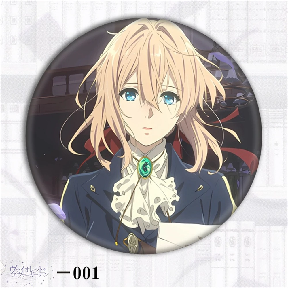 58mm Anime Violet Evergarden Violet Evergarden  Cosplay COSTUME Badge Pin SPTE Tinplate Brooch﻿ Prop Gilf