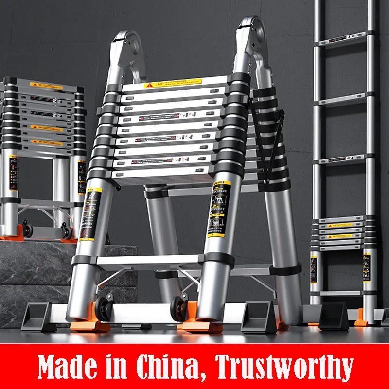 Multi functional folding telescopic ladder 1.7m to 4.1m Anti-Slip Multi Position & Storage Folding Ladder, Security Load 500KG