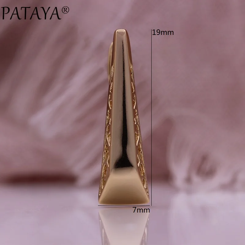 PATAYA جديد لامعة الجوف المعادن إسقاط أقراط 585 ارتفع الذهب اللون بسيط المرأة مجوهرات الإبداعية موضة هدايا عيد الميلاد أقراط