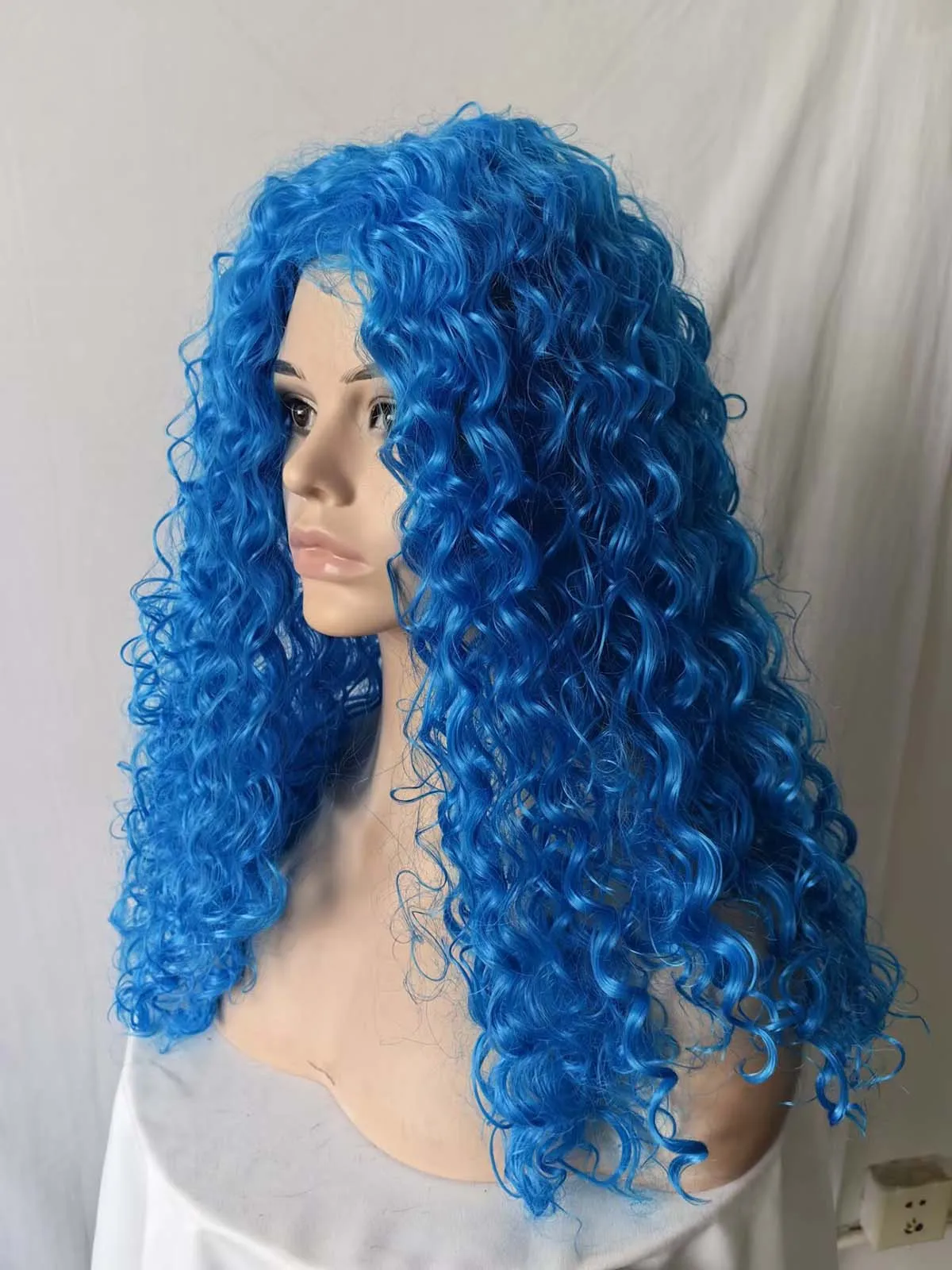 Halloween Descendants Chloe Charming Cosplay Long Curly Blue Wig For Women