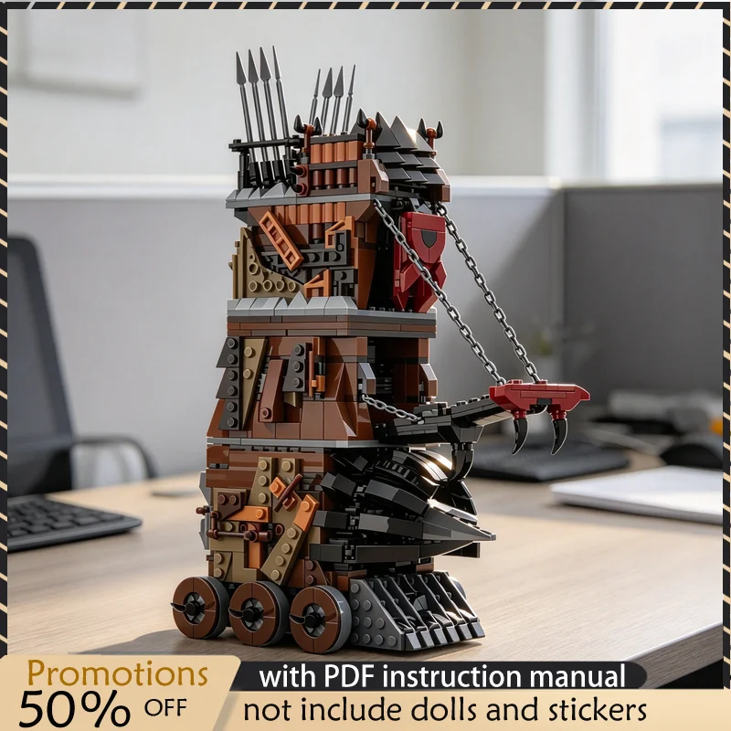 1036PCS MOC Medieval Ancient War Siege Tower Architecture Battle Model Building Blocks DIY Assembly Toy Adult Collector Gift