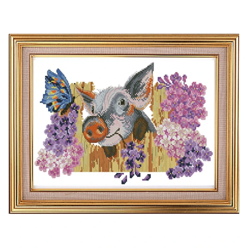 

Cross-stitch kit DIY embroidery tool kit Optional printed handcrafted intersection point kit saga Naughty Pig cartoon animal