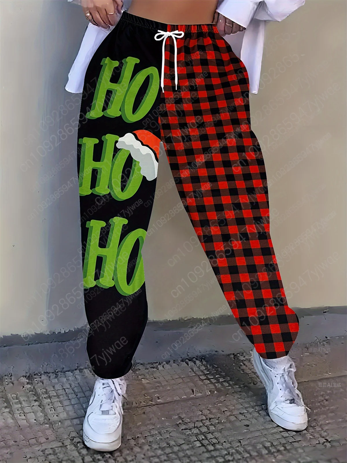 مهرجان المرأة عيد الميلاد جاك Skellington طباعة ركض السراويل مرونة الخصر مريحة للتنفس السراويل الرياضية الخريف السراويل #4