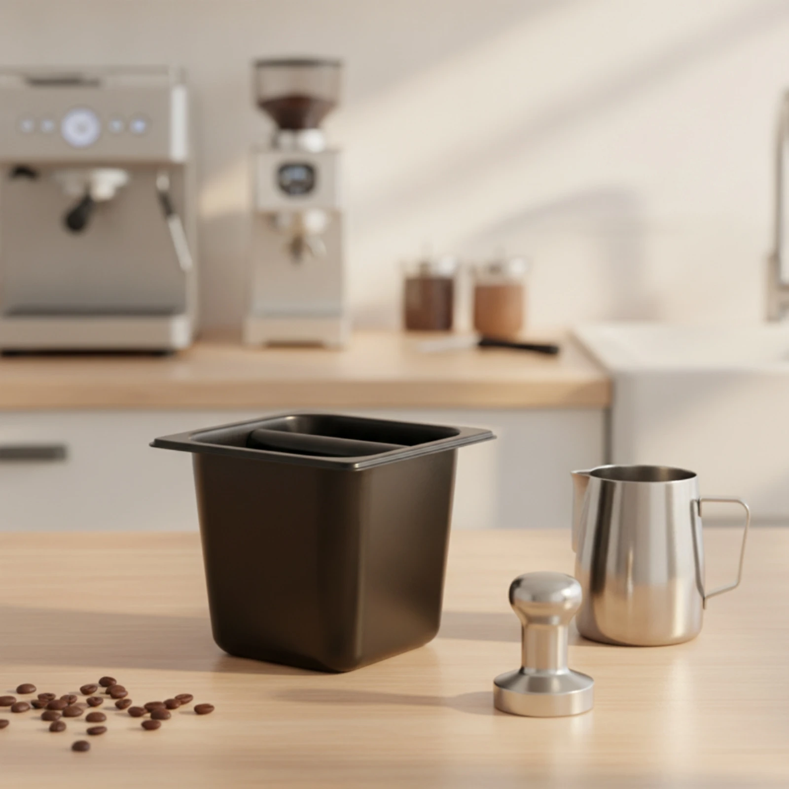 Espresso Knock Box Easy to Clean Stainless Steel Knock Bin Coffee Enthusiast Coffee Puck Box Long-Lasting Portafilter Grounds view 5