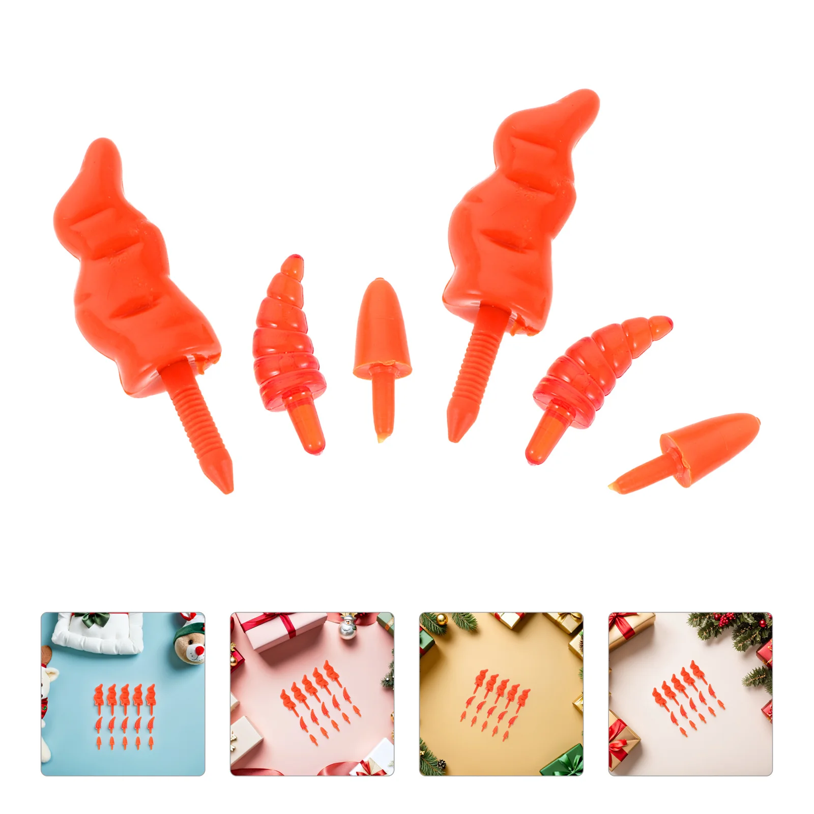 

150Pcs Mini Snowman Nose - Orange Plastic DIY Christmas Ornament for Craft Decoration, Small Nose Set for Holiday Use
