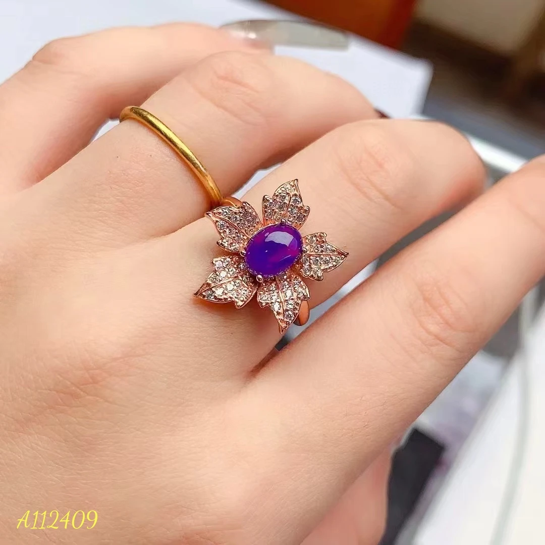 

Fine Jewelry S925 Silver Plated Rose Gold Exquisite Inlaid Natural Opal Women's Ring Support Testing Birthday Party Wedding Gift