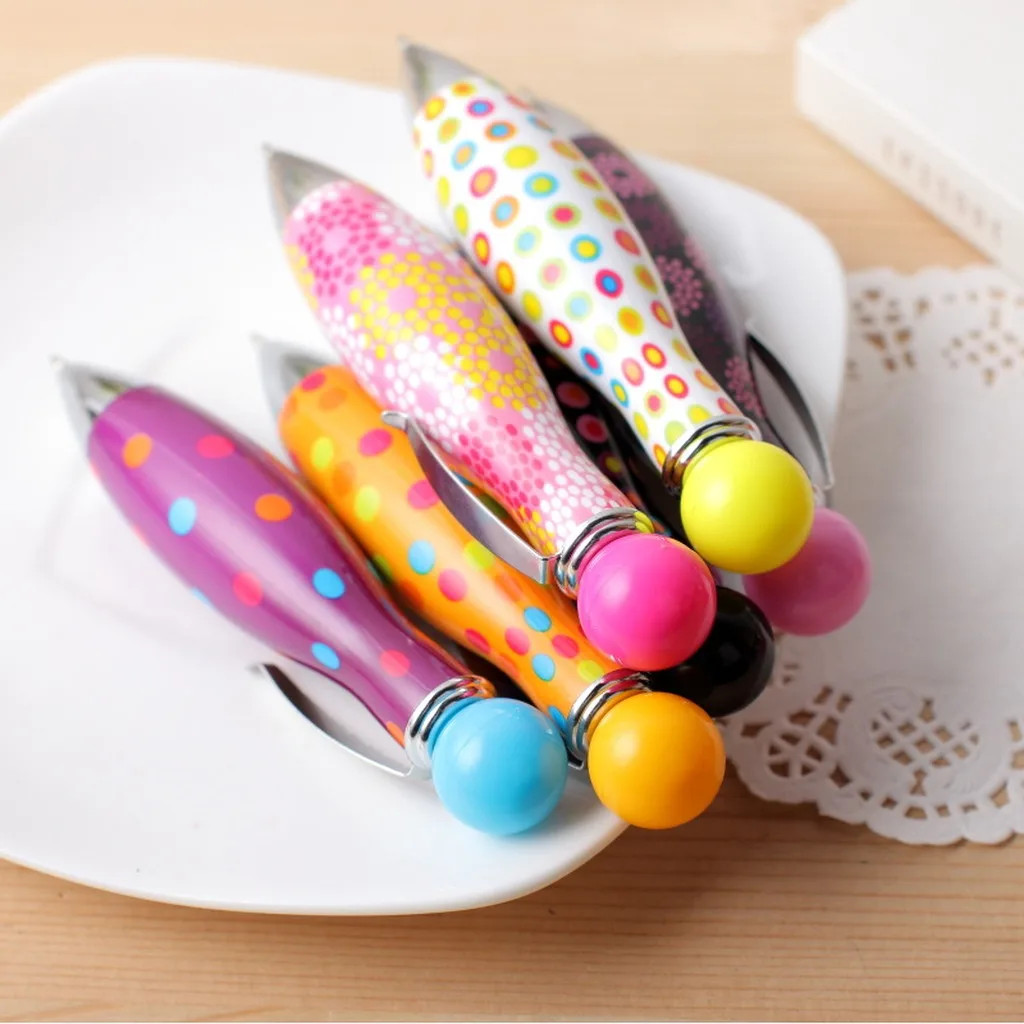 Mini Ballpoint Pen 0.7mm Round Top Ballpoint Pen Polka Dot Pen Twist Retractable For Office Note Taking Small Gift Bookmark