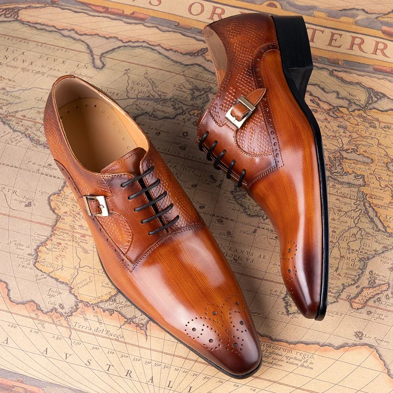 2023 Man Business Male Shoes Fashion Wedding Dress Formal Shoes Genuine Leather Social Shoe Oxford Elegant Man Dress Party Shoes