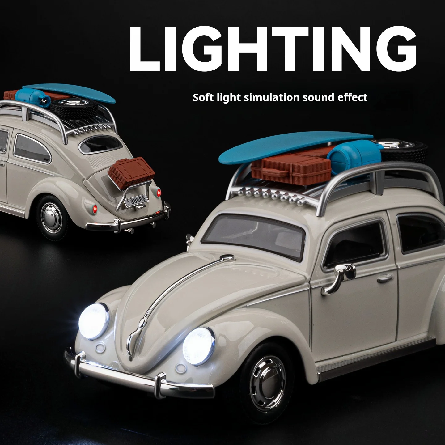 Chezhi 1:24 Beetle Alloy Exquisite Simulation 4-Door Retro Sedan Kids Toy Collectible with Fun Disassembly Package Pull Back