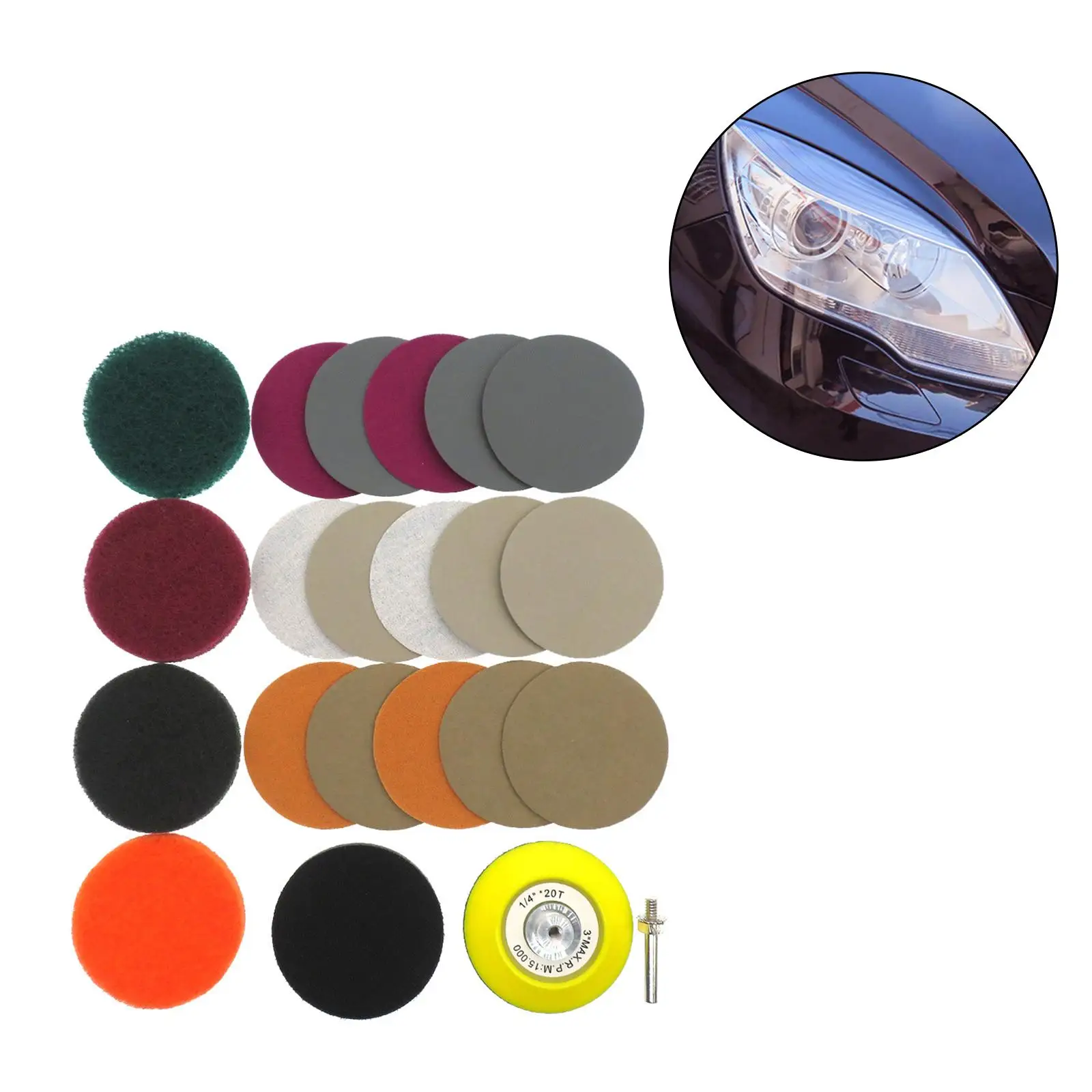 Generic Car Care Sanding Discs Pads Car Lights Polishing Restoration Kit، سهل