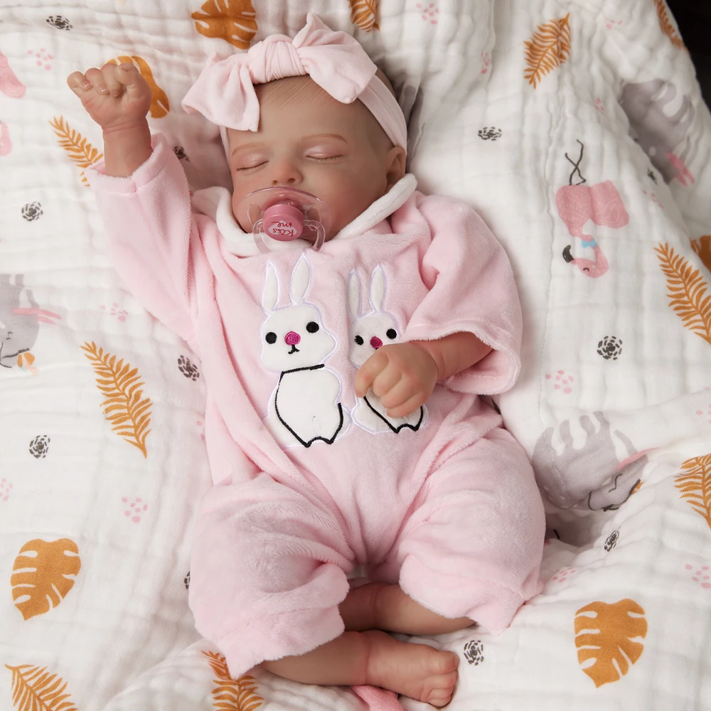 Muñeca Reborn Bebe pintada de 49CM, muñeca para dormir para recién nacido Rosalie, pelo suave dibujado a mano, tono de piel 3D, venas visibles