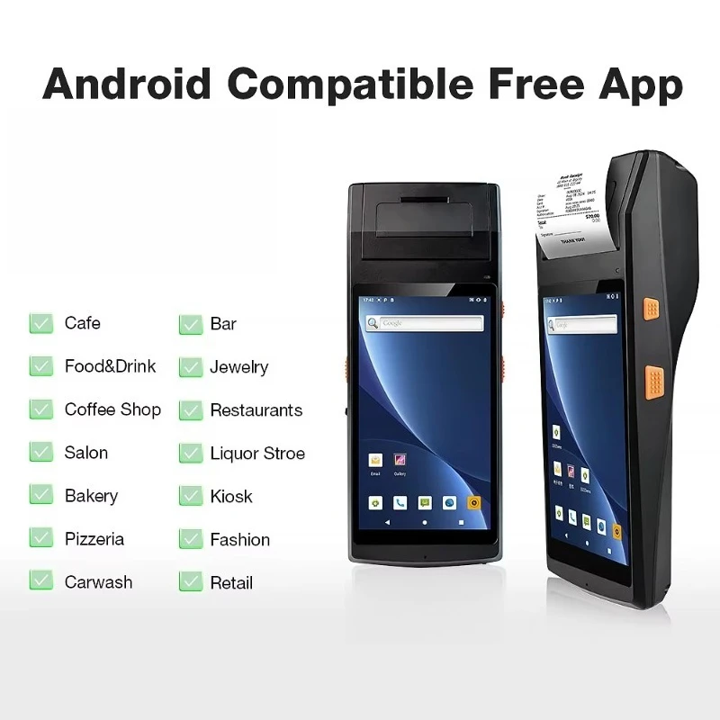 5.5inch Full Touch Screen Industrial Mobile 4G NFC Smart PDA Android Barcode Handheld PDA Terminal With Thermal Printer