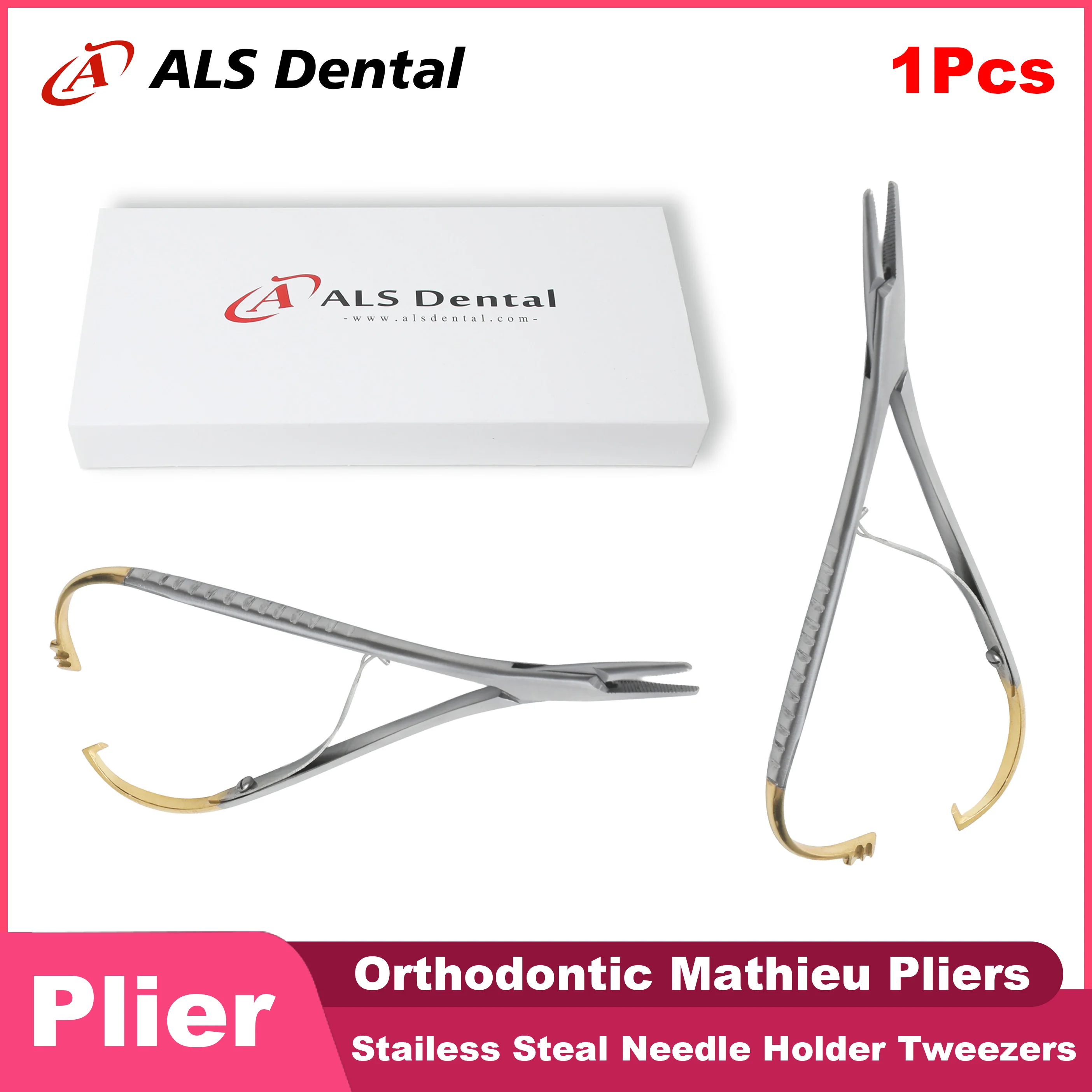 

Dental Gold Handle Mathieu Needle Holder Stainless Steel Dental Orthodontic Forceps Surgical Suture Needle Holding Pliers