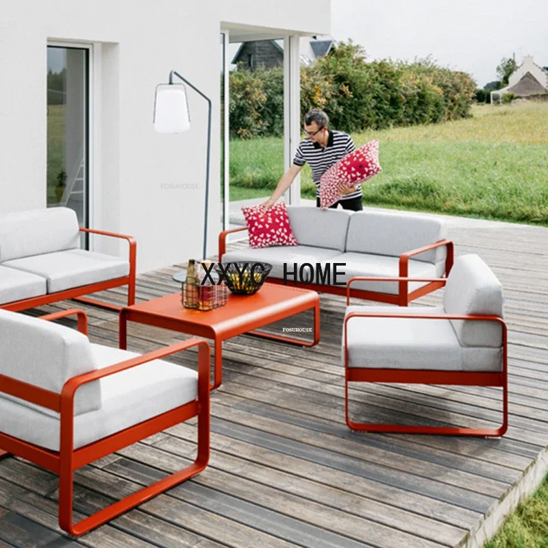 

Nordic Aluminum Alloy Outdoor Sofas Designer Garden Furniture Patio Villa Rainproof and Sunproof Leisure Sofa Coffee Table Set