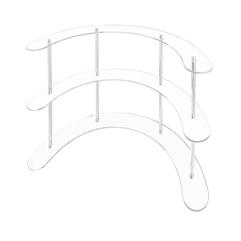 Stylish Acrylic Curved Display Organizer Shelf for Collectibles and Toys Four Tier Design and Three Tier Option