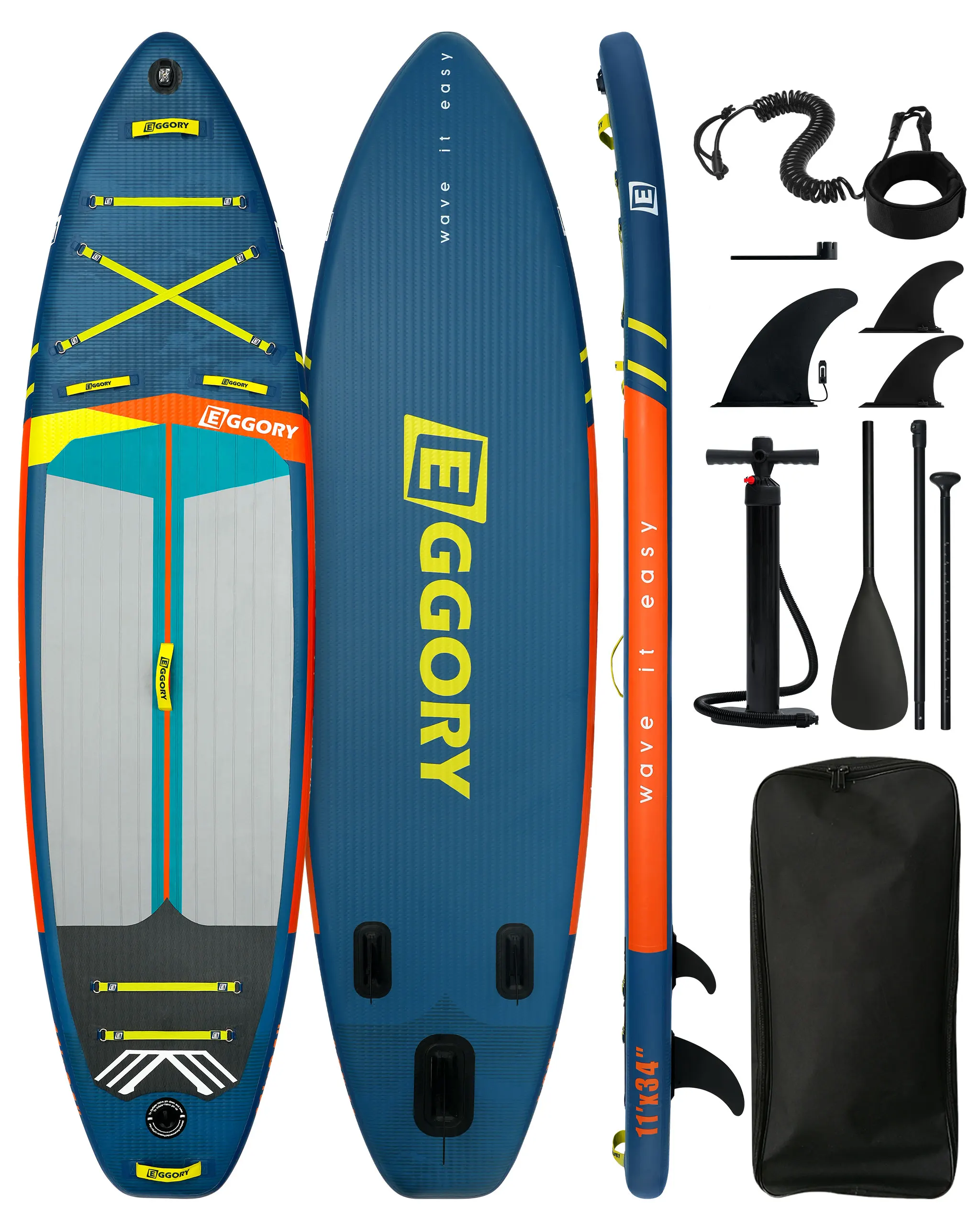 EGGORY 11FT 34 " Extra Breed Opblaasbaar Stand Up Paddle Board Kwallenpatroon Ultra-Stabiel ISUP 10L Droge Tas Volwassenen SUP Board