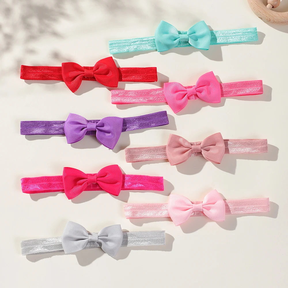 Elastic Hair Bands For Baby Girls Solid Color Headwear Grograin Ribbon Bowknot Headband Infant Kid Hair Accessories 2024