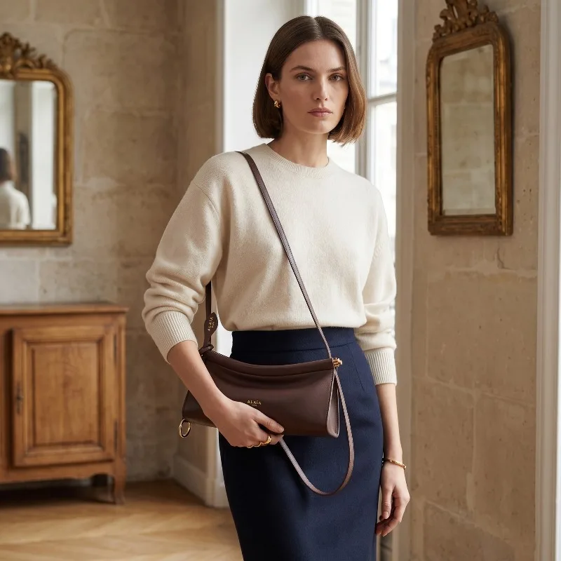 Vintage Baguette Underarm Crescent Moon Clip Bag Women Fashion Crossbody Shoulder Bag Elegant Daily Commute Casual Handbag