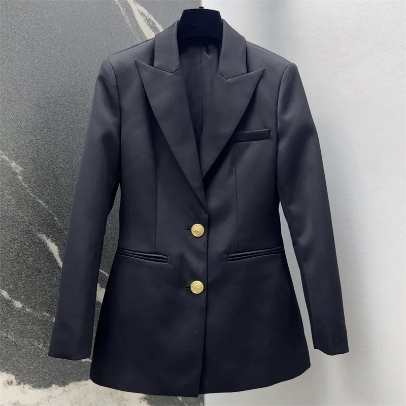 

Женское пальто, новый однобортный облегающий женский пиджак на зиму 202, женская куртка с металлическими пуговицами, верхняя одежда
