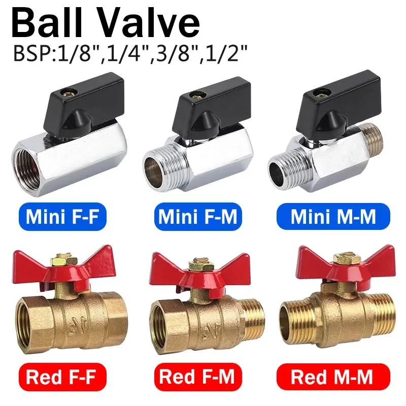 5-20-100-pezzi-valvola-a-sfera-in-ottone-per-compressore-d'aria-acqua-gas-olio-valvola-di-chiusura-1-8-1-4-3-8-1-2-filettatura-bsp-mini-maschio-femmina