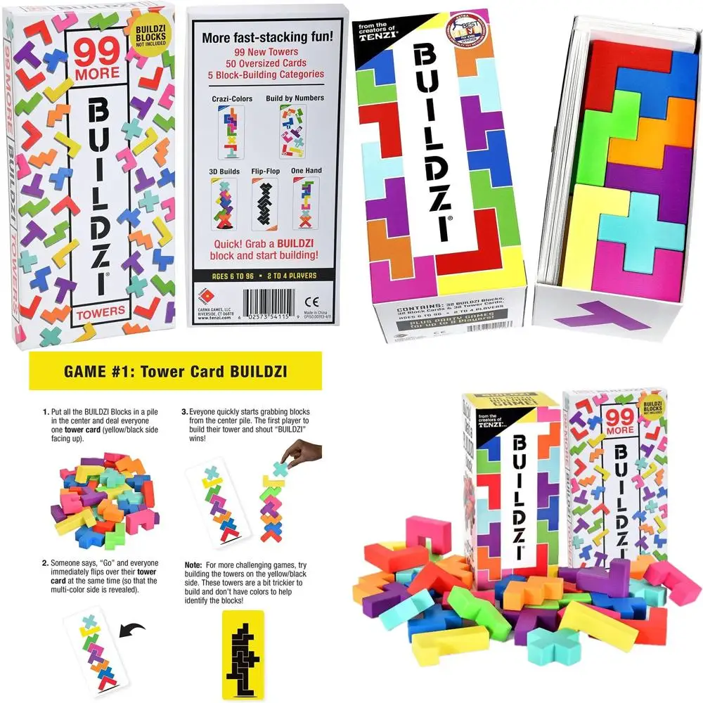 

Fast Stacking Tower Game: 99+ Play Variations for Family Fun - 2-4 Players, Ages 6+