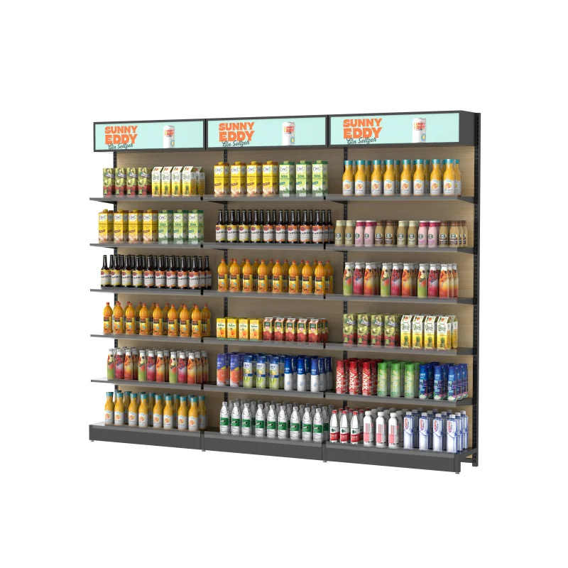 

custom.Wooden Grocery Store Display Rack Wall Shelves 6-Tier Supermarket Shelves Custom Size Retail Shelves Supermarket