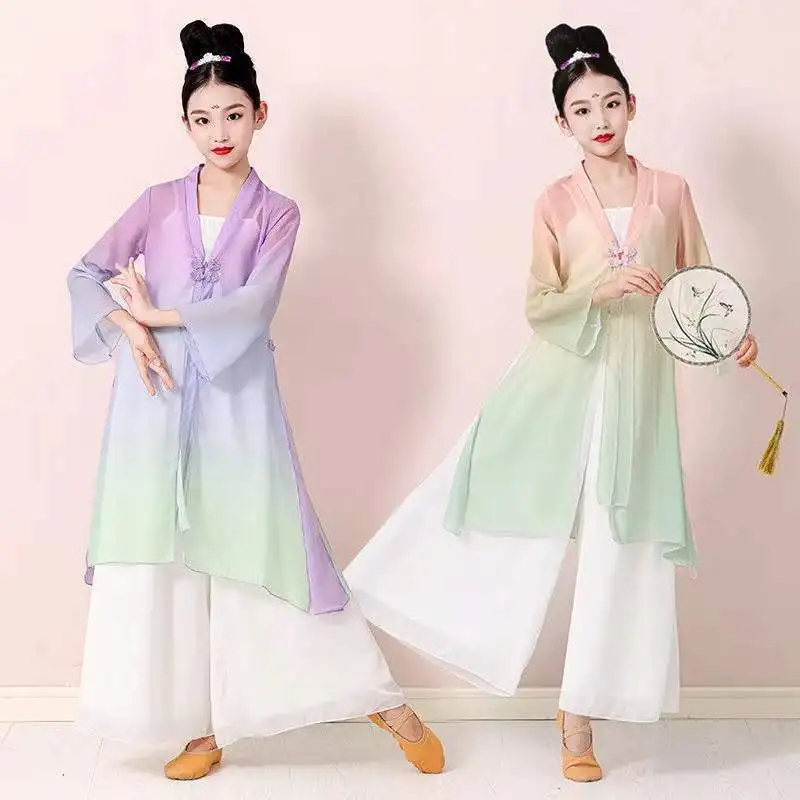 2022 Children's Classical Dance Clothes Practice Clothes Girls Costume Performance Clothes Chinese Style Dancing Unifom LE018