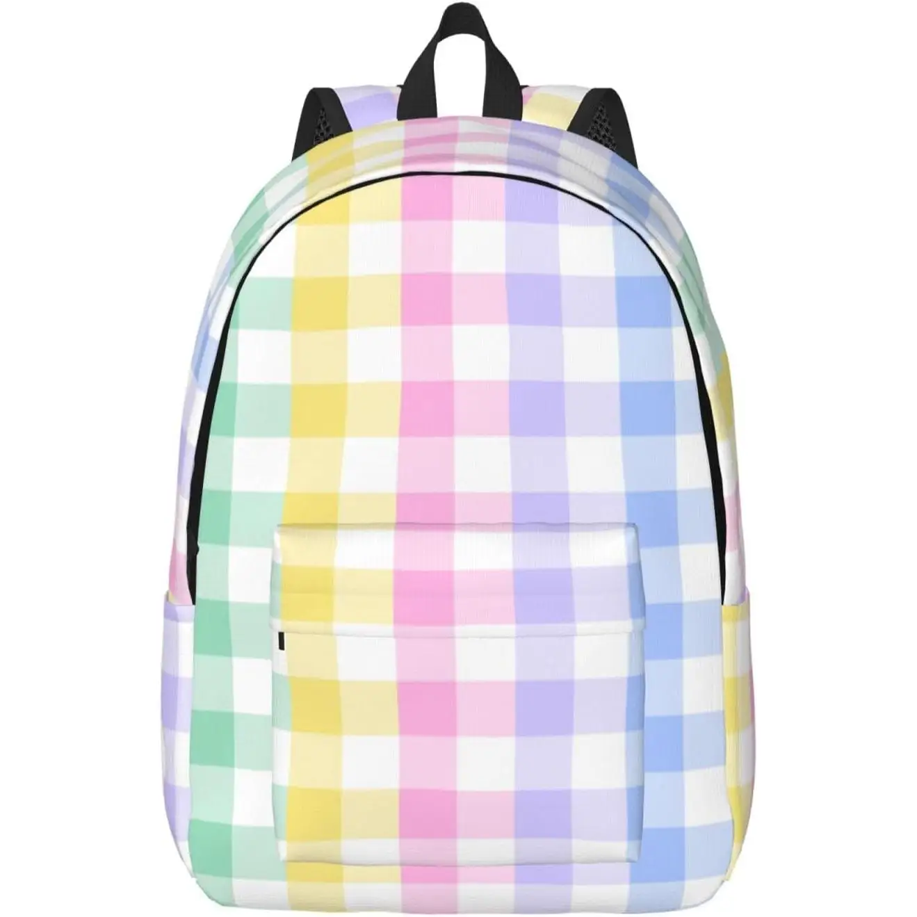 

Checkered Pastel Plaid Colorful Bright Backpack for Girls Boys Lightweight Canvas Bookbag Casual Daypack for Travel Outdoor
