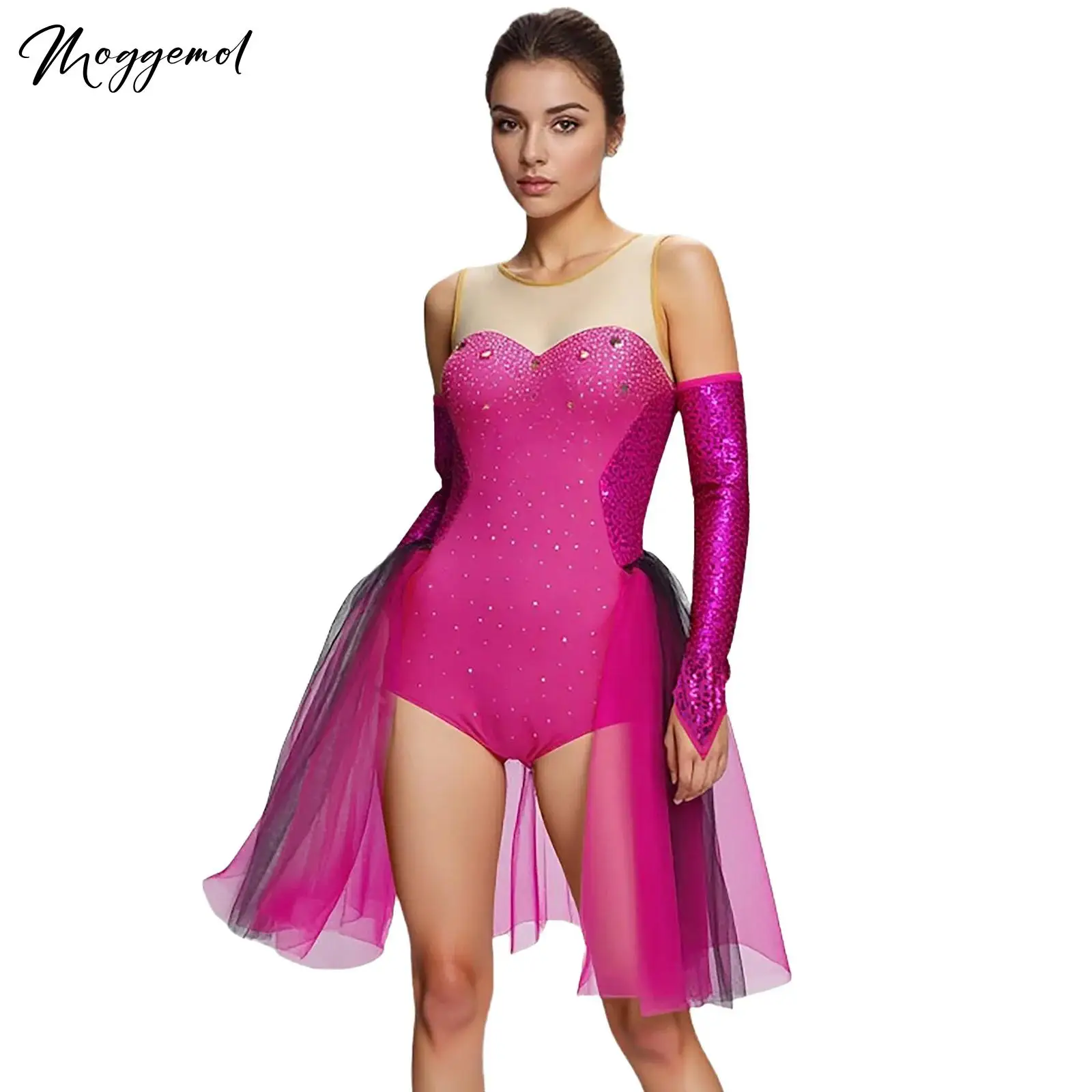 

Женский карнавальный наряд для самбы на Хэллоуин с блестками и стразами, сетка в стиле пэчворк, без рукавов, на талии, пышная накладка и соответствующий нарукавник