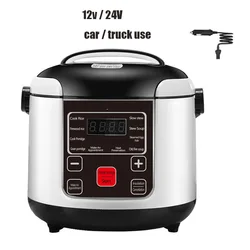 ミニ炊飯器,12V, 24V,車,トラック,スープ,お粥,調理器具,蒸し器,弁当箱,加熱器,英語メニュー,2リットル