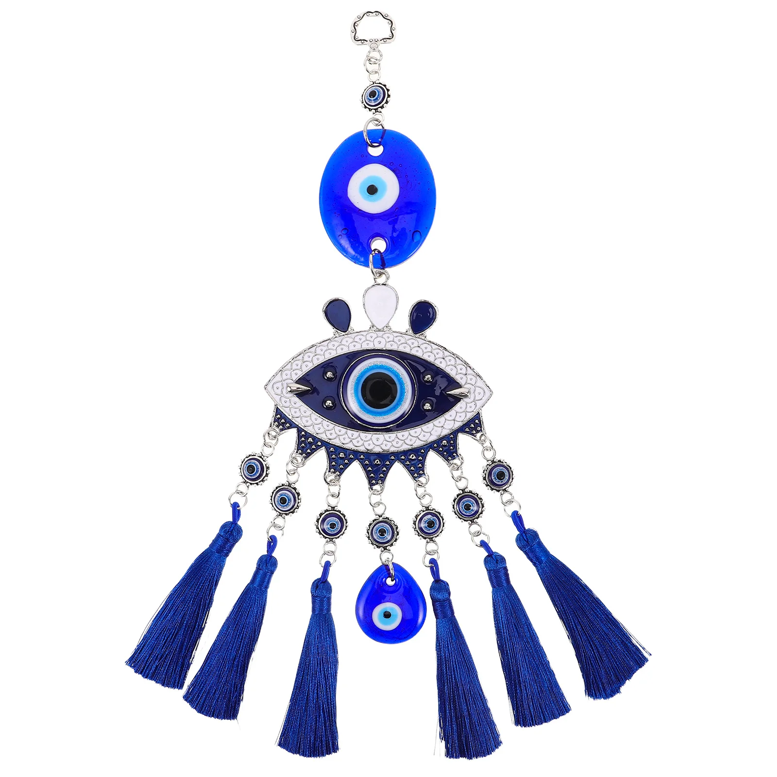 

Vintage Blue Eye Evil Eye Hanging Ornament Metal Wind Chime Unique Wall Decor Home Office Car Rearview Mirror Charm