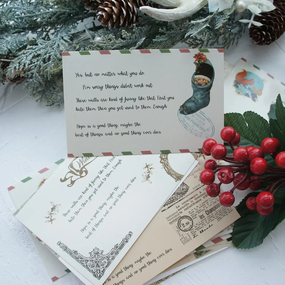 

15pcs Christmas Greetings Letter Send Bless Card As Scrapbooking Party Invitation DIY Decoration Gift Card Message Card Postcard